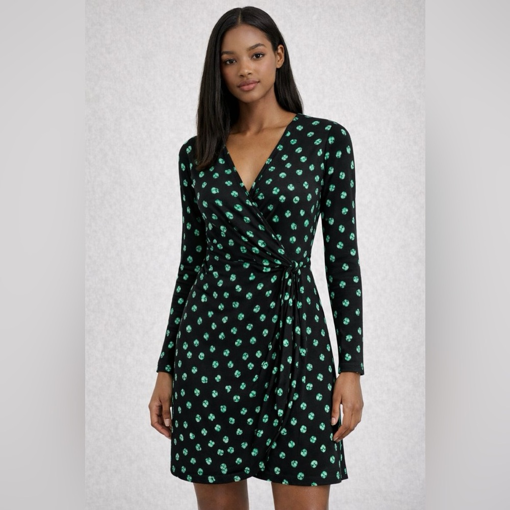MAJE Black Green Print Renimi Mini Dress - Sz 3/M
